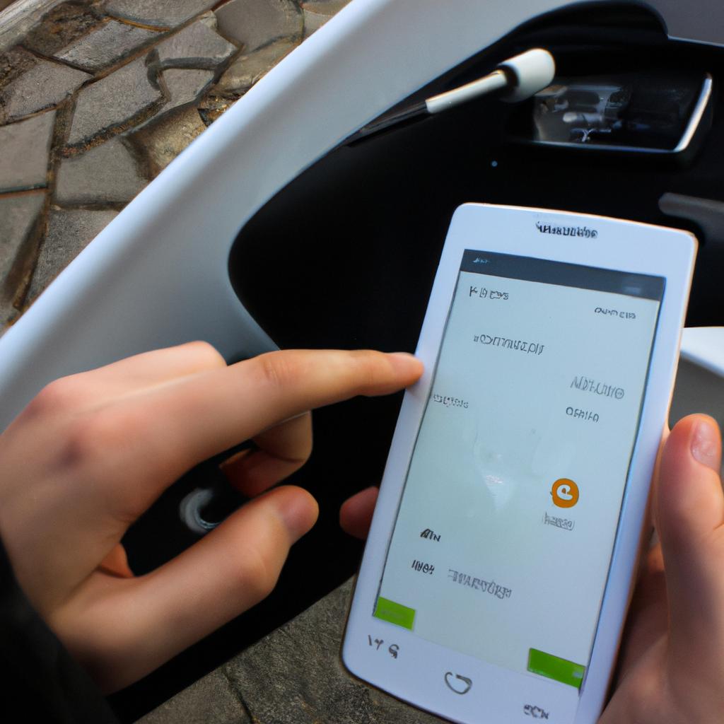 Person using electric vehicle app