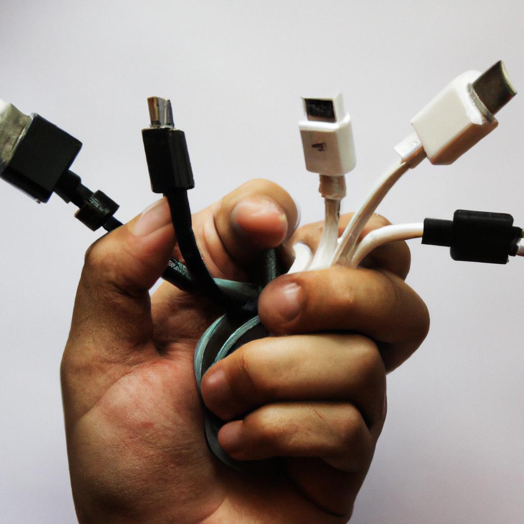 Person holding different charging connectors
